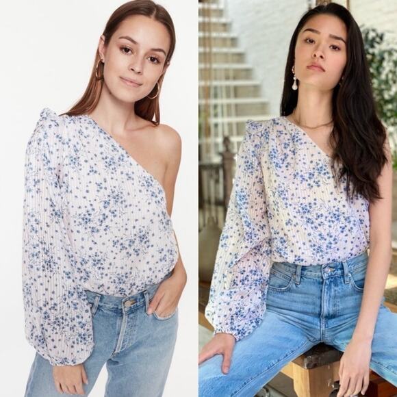 CAMI NYC Lenore Cotton Silk One Shoulder Floral Stripe Bodysuit S - Picture 1 of 10